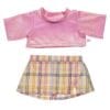 2 pc. Pink Top and Plaid Skirt Outfit - Build-A-Bear Workshop Australia