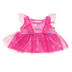 Pink Stars Tulle Sleeve Dress