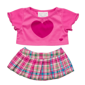 PINK FALL PLAID SKIRT SET